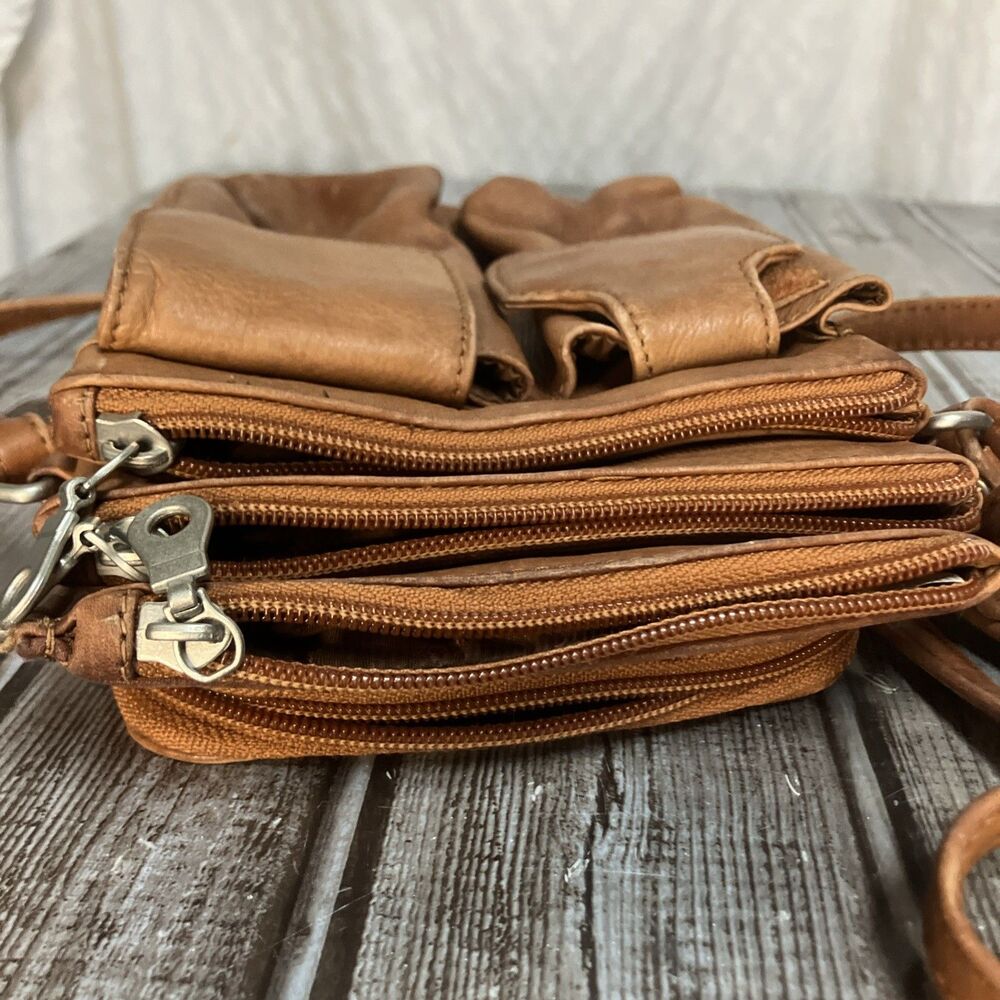 Paul & Taylor Leather Crossbody Bag Brown 8”x6” - Picture 10 of 10